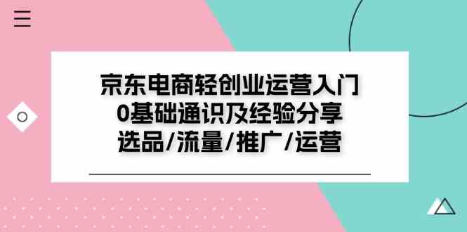 京东电商轻创业运营入门0基础通识及经验分享：选品/流量/推广/运营-柯南聊项目