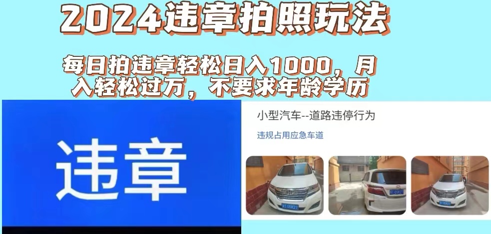 （11743期）2024违章拍照新玩法，推广躺赚+拍照赚钱双模式，日入1000+-柯南聊项目