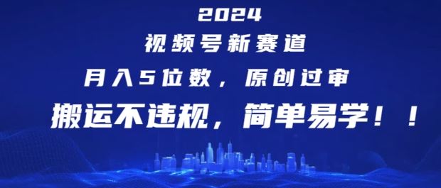 2024视频号新赛道，月入5位数+，原创过审，搬运不违规，简单易学【揭秘】-柯南聊项目