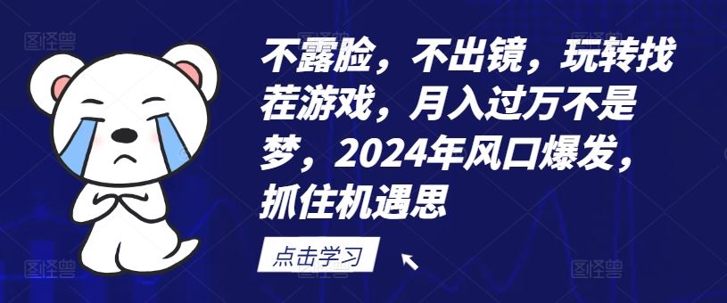 不露脸，不出镜，玩转找茬游戏，月入过万不是梦，2024年风口爆发，抓住机遇【揭秘】-柯南聊项目