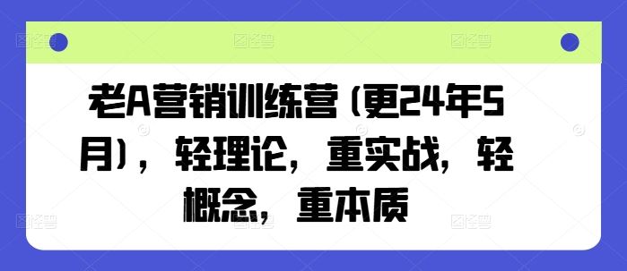 老A营销训练营(更24年7月)，轻理论，重实战，轻概念，重本质-柯南聊项目