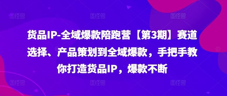货品IP全域爆款陪跑营【第3期】赛道选择、产品策划到全域爆款，手把手教你打造货品IP，爆款不断-柯南聊项目