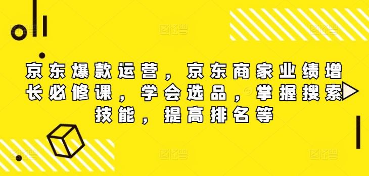 京东爆款运营，京东商家业绩增长必修课，学会选品，掌握搜索技能，提高排名等-柯南聊项目