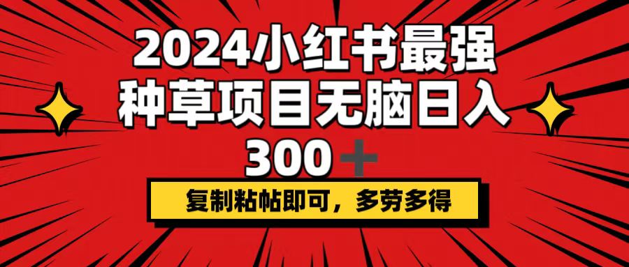 （12336期）2024小红书最强种草项目，无脑日入300+，复制粘帖即可，多劳多得-柯南聊项目