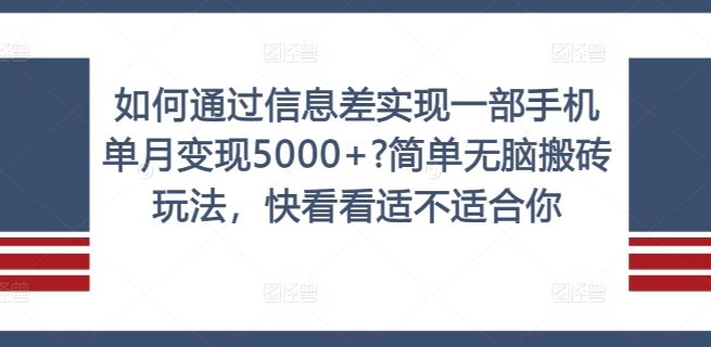 如何通过信息差实现一部手机单月变现5000+?简单无脑搬砖玩法，快看看适不适合你【揭秘】-柯南聊项目