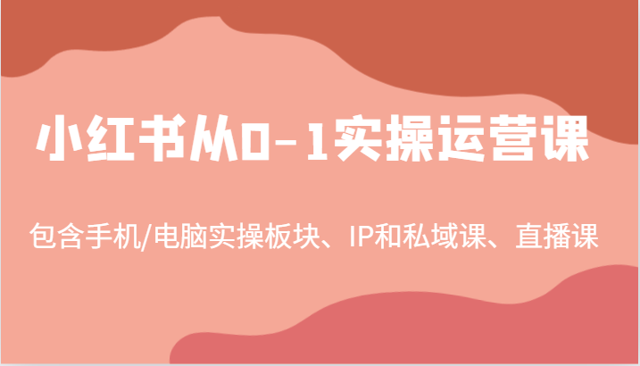 小红书从0-1实操运营课,包含手机/电脑实操板块、IP和私域课、直播课(97节)-柯南聊项目