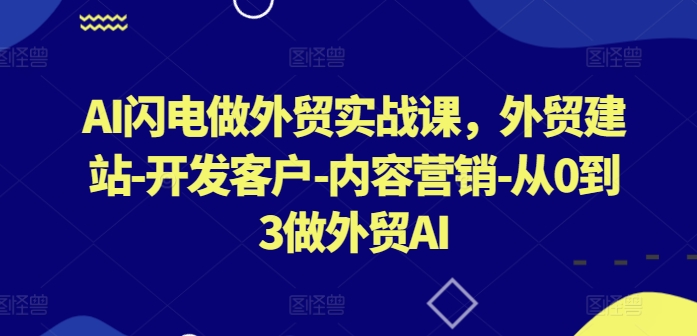 AI闪电做外贸实战课，​外贸建站-开发客户-内容营销-从0到3做外贸AI(更新)-柯南聊项目