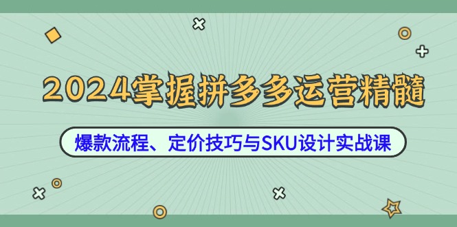 2024掌握拼多多运营精髓:爆款流程、定价技巧与SKU设计实战课-柯南聊项目