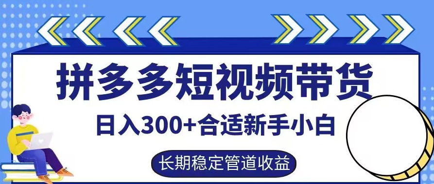 拼多多短视频带货日入300+有长期稳定被动收益，合适新手小白【揭秘】-柯南聊项目