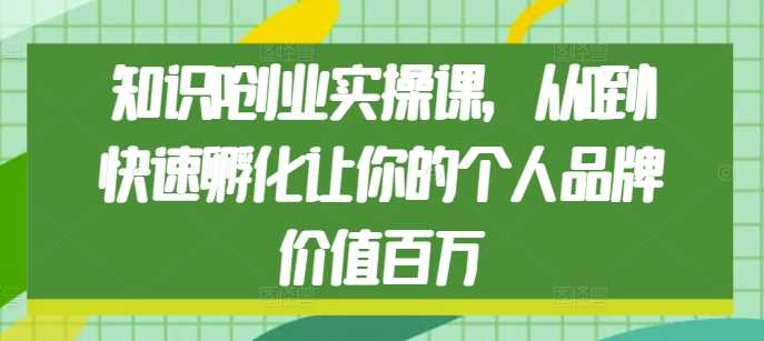 知识IP创业实操课，从0到1快速孵化让你的个人品牌价值百万-柯南聊项目