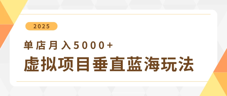 4月虚拟项目垂直玩法，冷门爆品+垂直蓝海，单店月入5000+-柯南聊项目