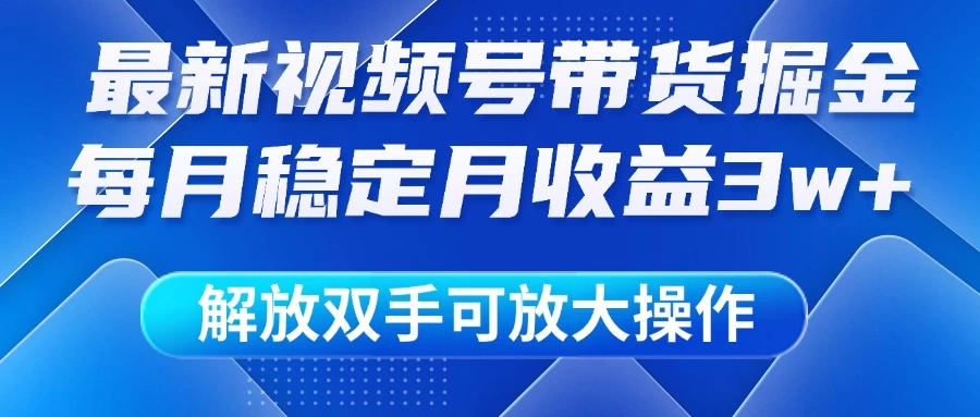 最新视频号带货掘金项目，每月稳定月收益3w+，解放双手，可放大操作-柯南聊项目