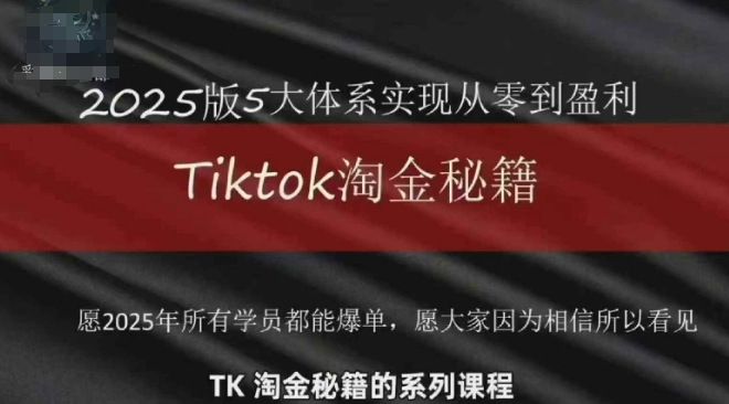 TikTok跨境2025淘金秘籍，​2025TikTok从0到盈利变现-柯南聊项目