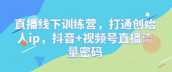 直播线下训练营，打通创始人ip，抖音+视频号直播流量密码-柯南聊项目