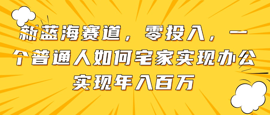 新蓝海赛道，零投入，一个普通人如何宅家办公实现年入百万-柯南聊项目