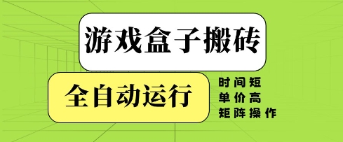 游戏盒子搬砖，全自动运行，无需人工，时间短、单价高、矩阵操作【揭秘】-柯南聊项目