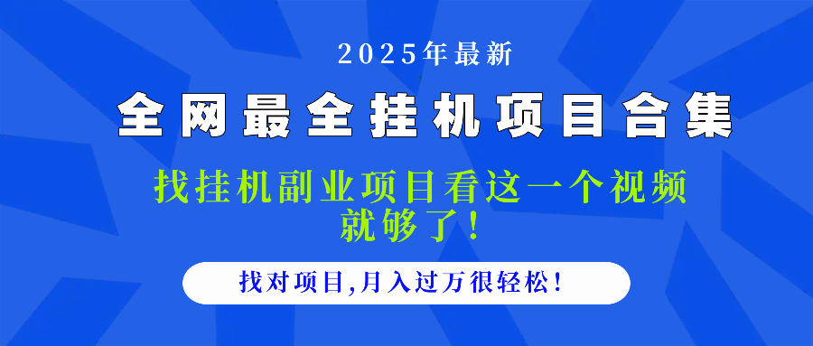 2025最全挂机项目合集 找项目看这一个视频就够了，做对项目月入过万很…-柯南聊项目