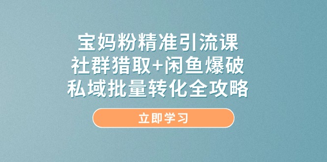 宝妈粉精准引流课，社群猎取+闲鱼爆破，私域批量转化全攻略-柯南聊项目