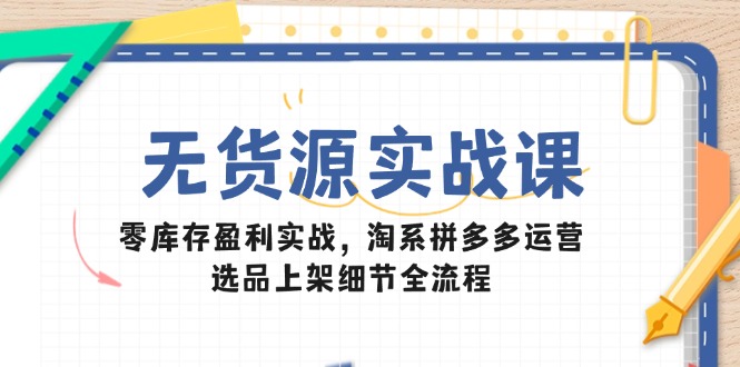 无货源实战课：零库存盈利实战，淘系拼多多运营，选品上架细节全流程-柯南聊项目