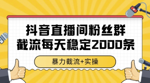 抖音直播间粉丝群暴力截流，一台电脑每天稳定2000条数据，暴力截流+实操 【揭秘】-柯南聊项目