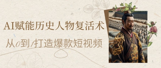 AI赋能历史人物复活术：从0到1打造爆款短视频，7天涨粉10W，小白也能月入过1W-柯南聊项目