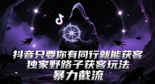 抖音只要你有同行就能获客，独家野路子获客玩法，暴力截流【揭秘】-柯南聊项目