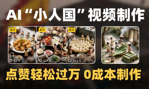 爆款1000W+播放微缩景观迷你小人国AI视频0成本制作全流程教学-柯南聊项目