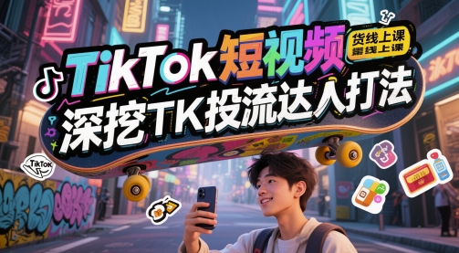 TikTok短视频带货线上课，深挖TK投流达人打法-柯南聊项目