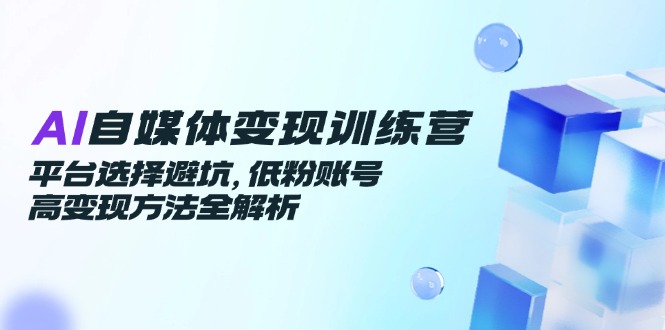AI自媒体变现训练营，平台选择避坑，低粉账号高变现方法全解析-柯南聊项目