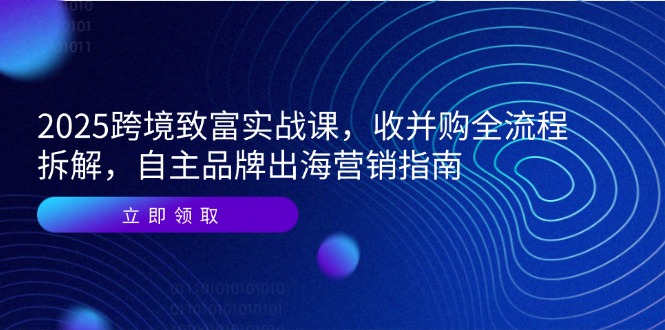 2025跨境致富实战课，收并购全流程拆解，自主品牌出海营销指南-柯南聊项目