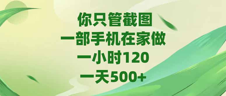 你只管截图，一部手机在家做，一小时120，-天500+-柯南聊项目