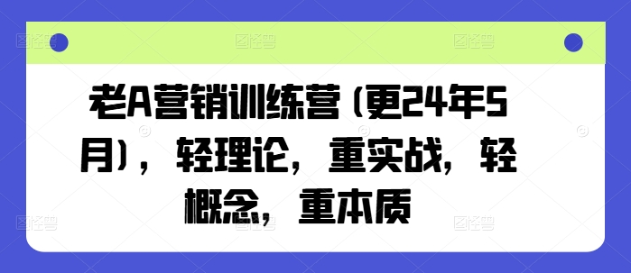老A营销训练营(更25年6月)，轻理论，重实战，轻概念，重本质-柯南聊项目