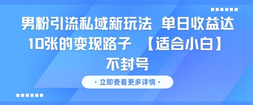 男粉引流私域新玩法，单日收益达10张的变现路子 【适合小白】不封号-柯南聊项目