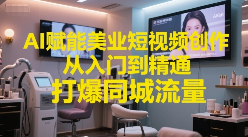 AI赋能美业短视频创作，从入门到精通，打爆同城流量，超级AI工具短视频实操落地-柯南聊项目