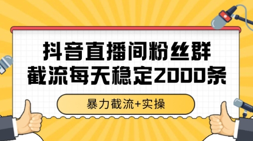 抖音直播间粉丝群暴力截流，一台电脑每天稳定2000条数据【揭秘】-柯南聊项目
