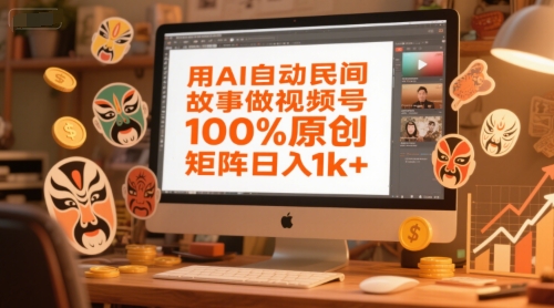用AI自动民间故事做视频号，100%原创，矩阵日入1k+-柯南聊项目