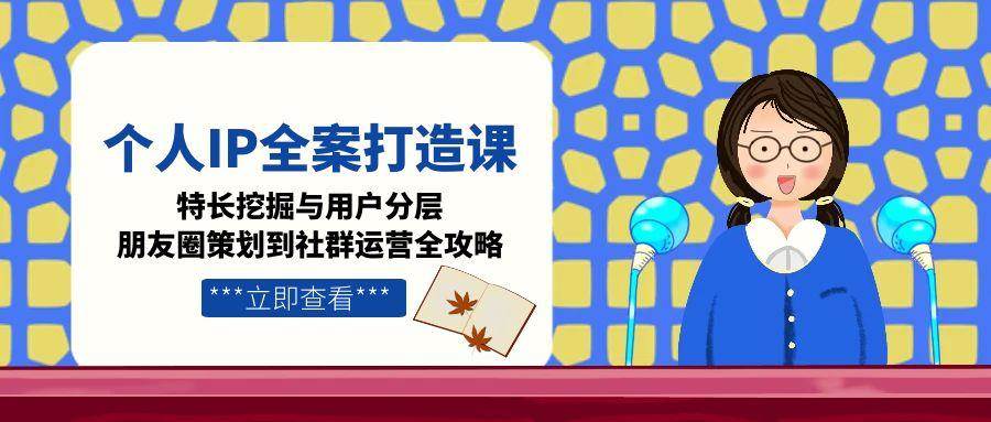 个人IP全案打造课，特长挖掘与用户分层，朋友圈策划到社群运营全攻略-柯南聊项目