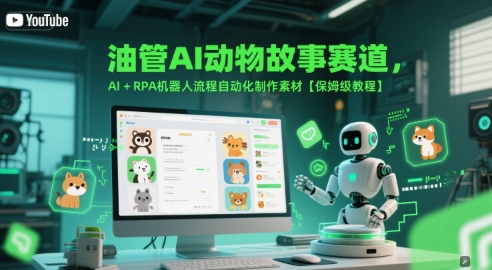 油管AI动物故事赛道，AI+RPA机器人流程自动化制作素材【保姆级教程】-柯南聊项目