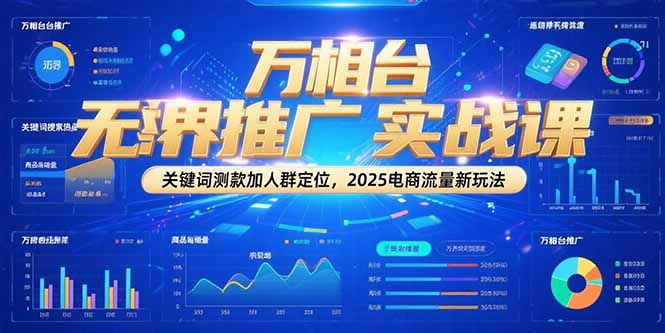 万相台无界推广实战课，关键词测款加人群定位，2025电商流量新玩法-柯南聊项目