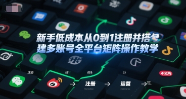 新手低成本从0到1注册并搭建多账号全平台矩阵操作教学，手机号-邮箱-IP-工具-柯南聊项目