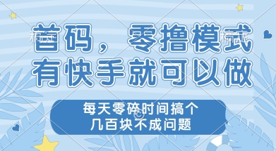 首码零撸项目，有快手就可以做，每天业务时间搞个几张不是问题【揭秘】-柯南聊项目