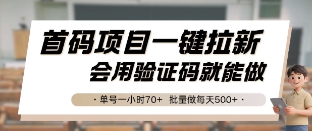 首码项目一键拉新，会用验证码就能做 单号一小时70+，批量做每天5张【揭秘】-柯南聊项目