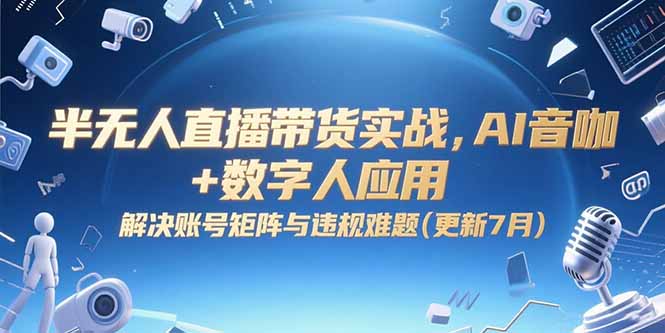 半无人直播带货实战，AI音咖+数字人应用 解决账号矩阵与违规难题(更新7月-柯南聊项目