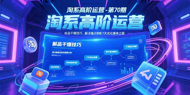 淘系高阶运营-第70期，标品干爆技巧，解决难点策略，大佬操盘方法-柯南聊项目