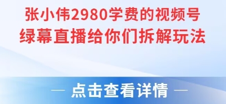 张小伟2980付费额视频号绿幕直播给你们拆解玩法-柯南聊项目