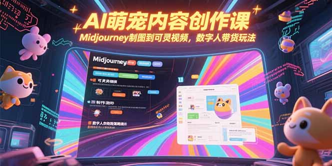 AI萌宠内容创作课，Midjourney制图到可灵视频，数字人带货玩法-柯南聊项目