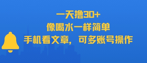 一天撸30+，像喝水一样简单，手机看文章，可多账号操作-柯南聊项目