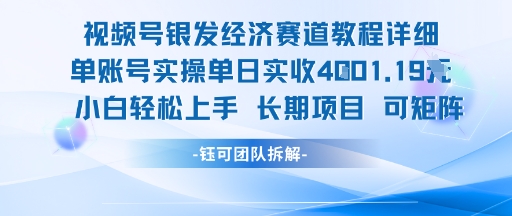视频号银发经济赛道单账号实操单日实收1k+，小白轻松上手长期项目-柯南聊项目