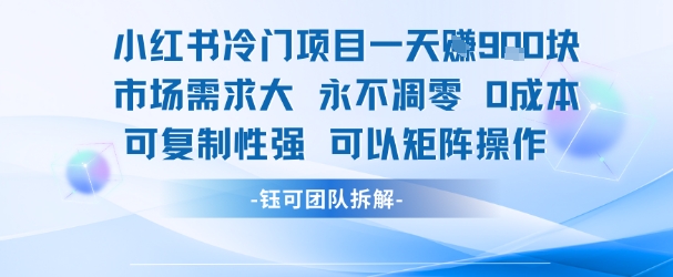 小红书冷门项目一天收益9张，市场需求大，0成本，可复制性强可以矩阵操作-柯南聊项目