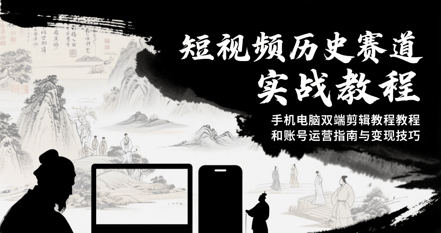 短视频历史赛道实战教程，手机电脑双端剪辑教程和账号运营指南与变现技巧-柯南聊项目